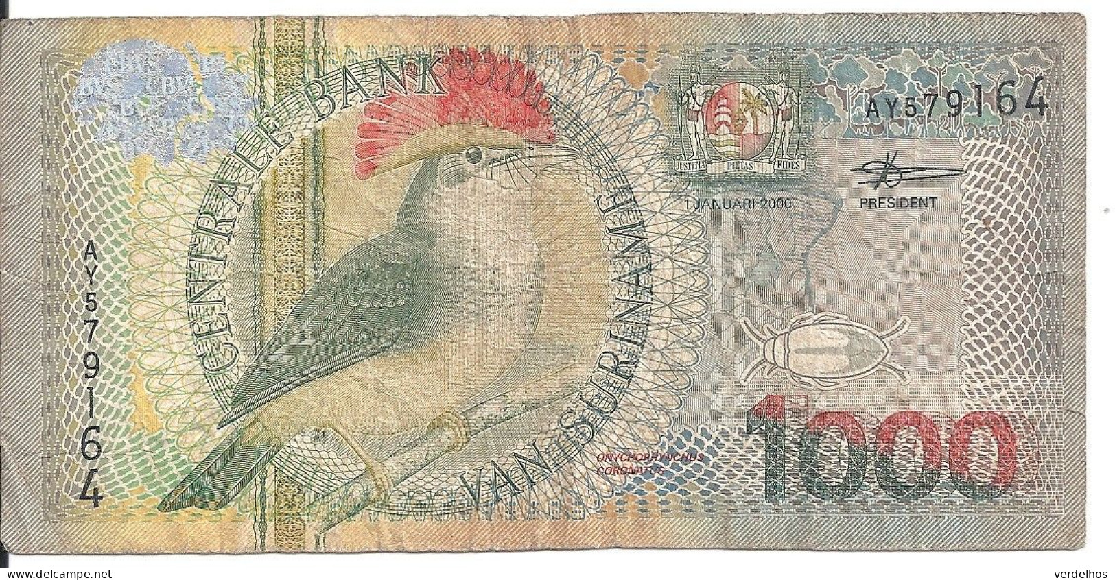 SURINAME 1000 GULDEN 2000 VF P 151 - Suriname