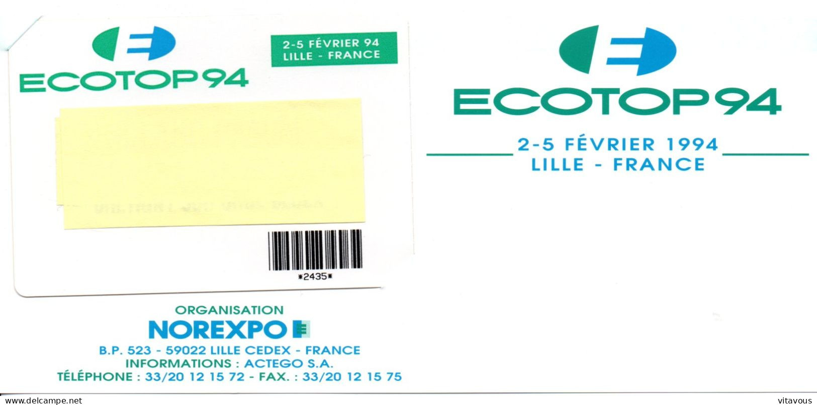 CARTE ENTREE SALON  BADGE- ECOTOP 94  Card Karte (X 09) - Ausstellungskarten