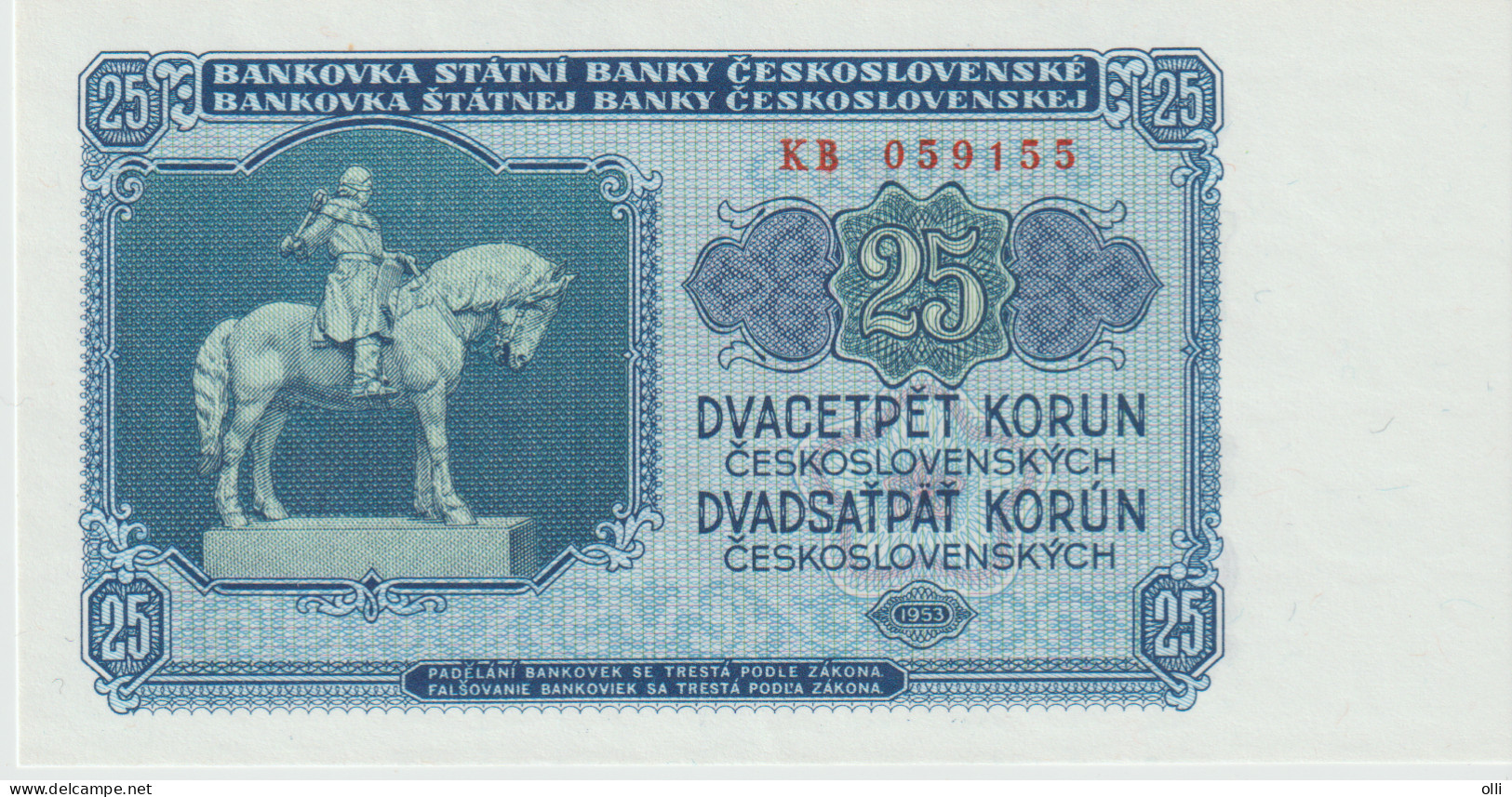 Czechoslovakia 25 Korun 1953 84 Unc - Tchécoslovaquie