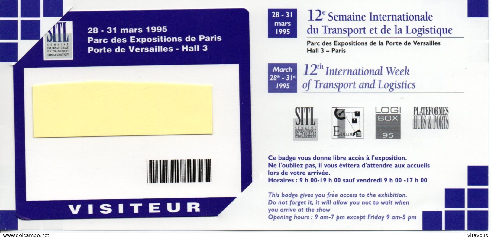 CARTE ENTREE SALON  BADGE - SITL 2003 Card Karte (X 15) - Exhibition Cards