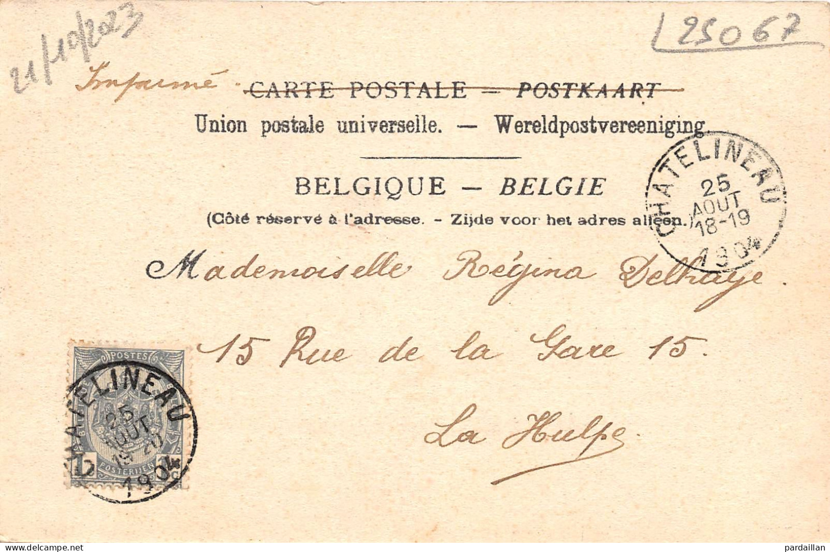 BELGIQUE. CHATELET.  CHATELINEAU.  RUE DE LA VALLEE. COMMERCE "CAFE-COIFFEUR". 1904 - Châtelet