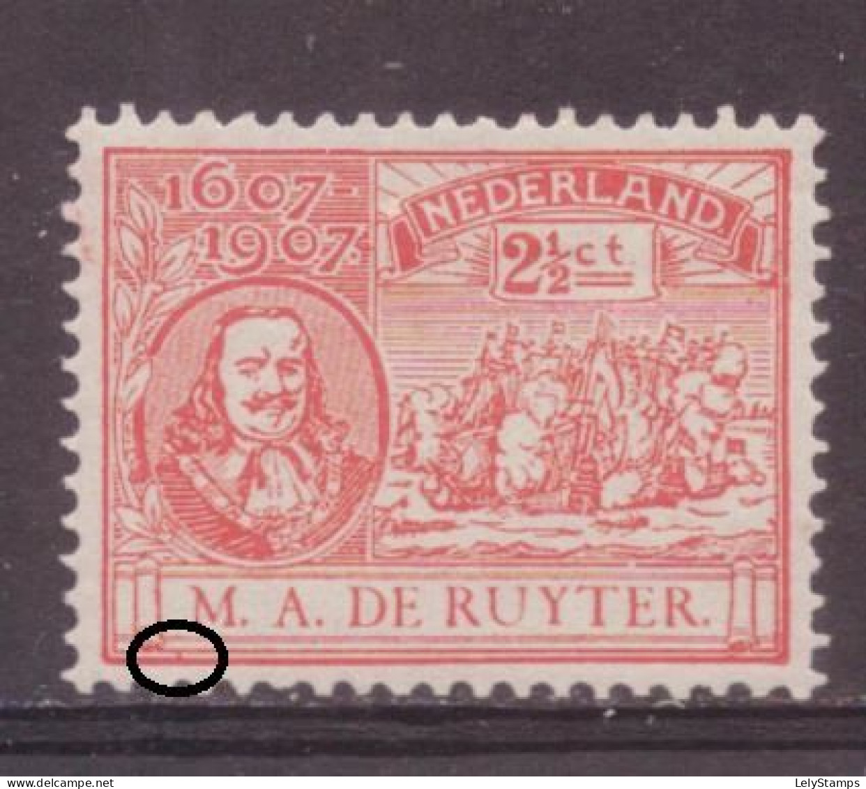 Nederland / Niederlande / Pays Bas NVPH 89 P Plaatfout Plate Error MH * (1907) - Abarten Und Kuriositäten