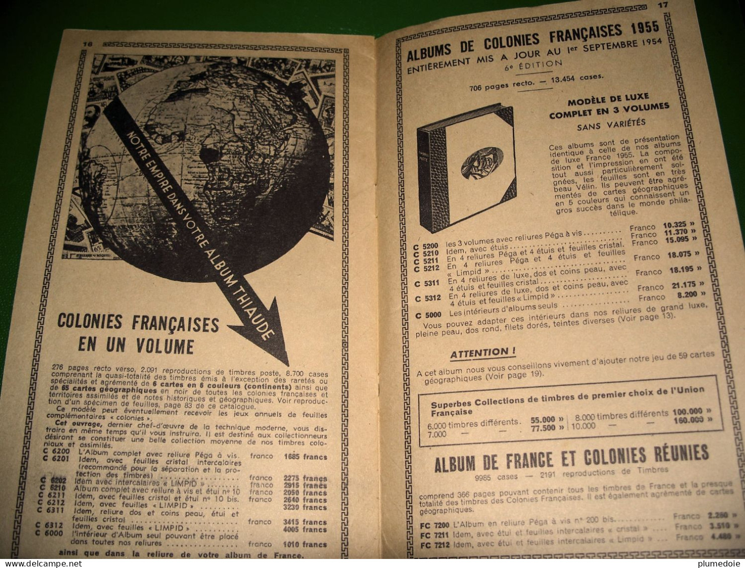 PHILATELIE OPUSCULE CATALOGUE EDITIONS THIAUDE . PRIX COURANT 1955  TIMBRES ALBUMS CLASSEURS DIVERS . MATERIEL