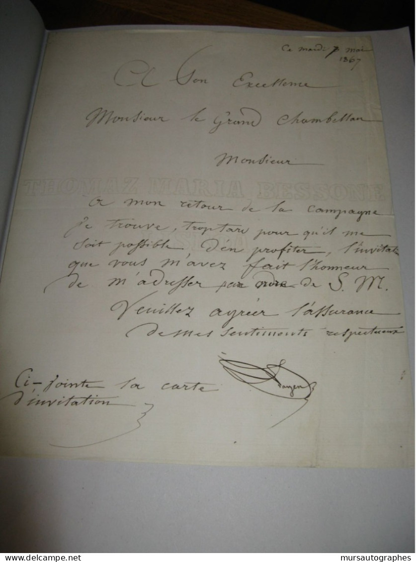 ANSELME PAYEN Autographe Signé 1867 CHIMISTE INDUSTRIEL CELLULOSE A BASSANO - Erfinder Und Wissenschaftler