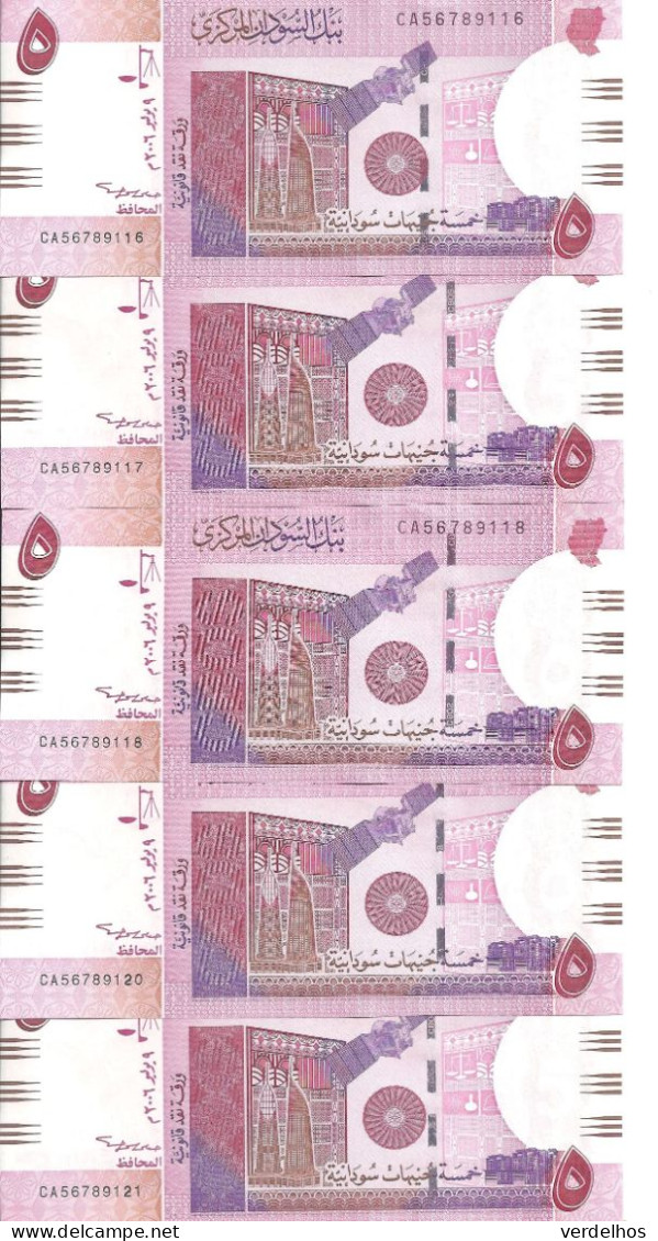 SOUDAN 5 POUNDS 2006 UNC P 66 ( 5 Billets ) - Sudan