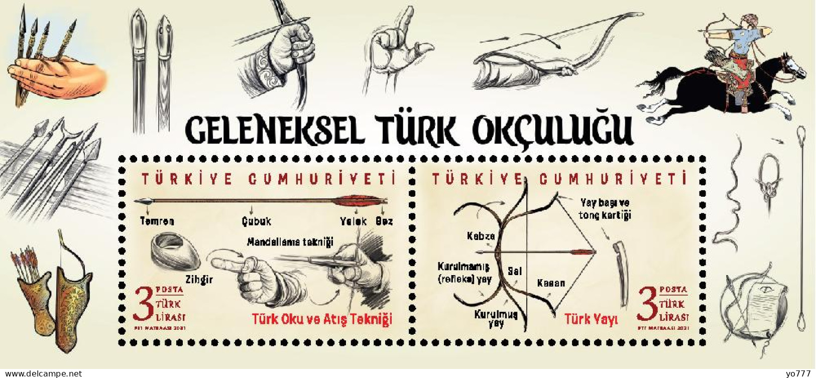 (4577-78) TRADITIONAL TURKISH ARCHERY SHEET MNH** - Ungebraucht