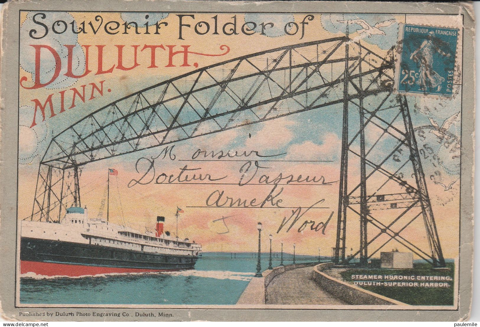 USA   CARNET DE CARTES POSTALES RECTO VERSO   AVEC  BATEAUX ET AUTRES SOUVENIR FOLDER    DULUTH 1922 - Sammlungen & Sammellose