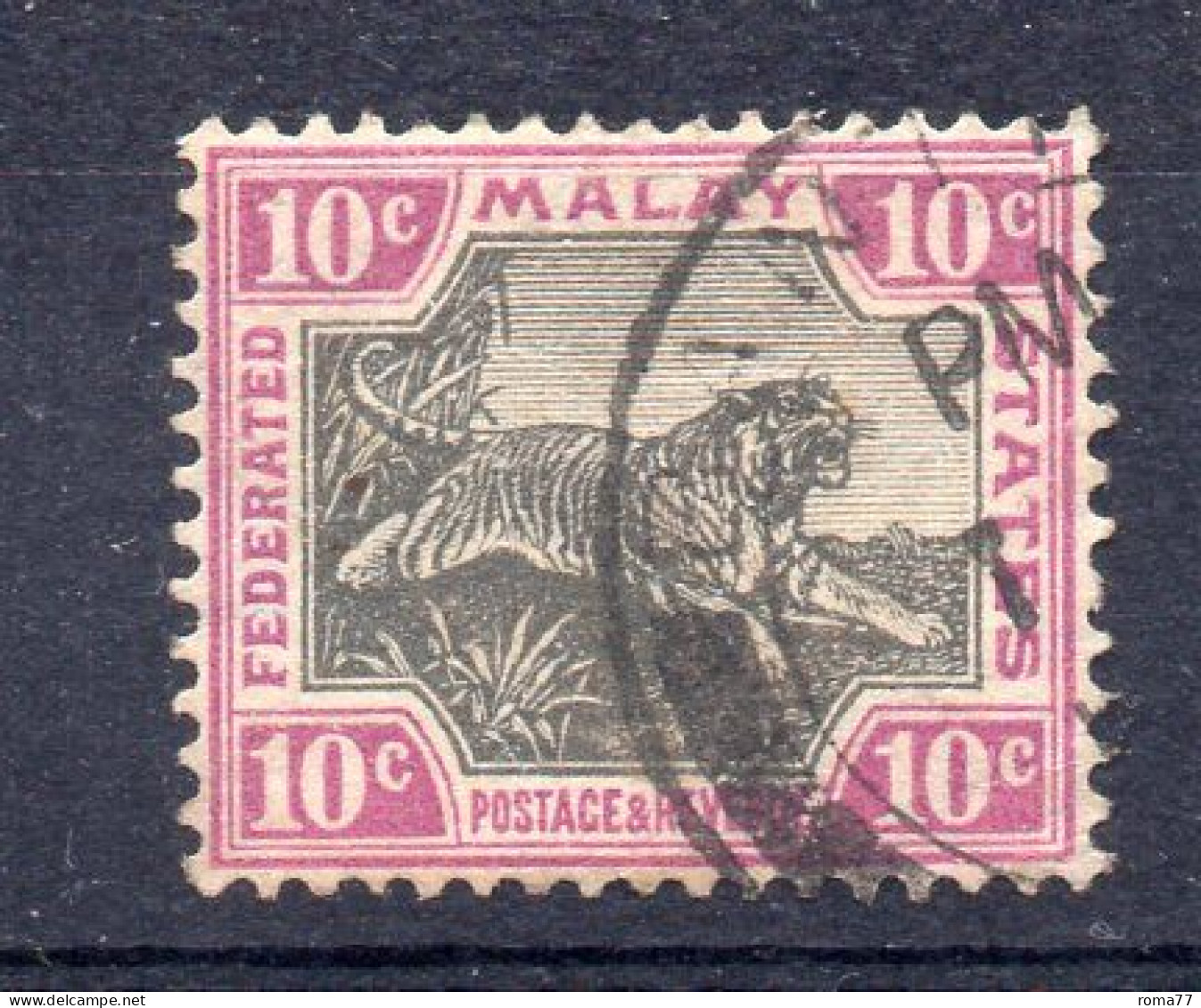 APR1143 - MALESIA FEDERATED 1904 , 10 Cents Usato:  Filigrana MultiCA - Federated Malay States