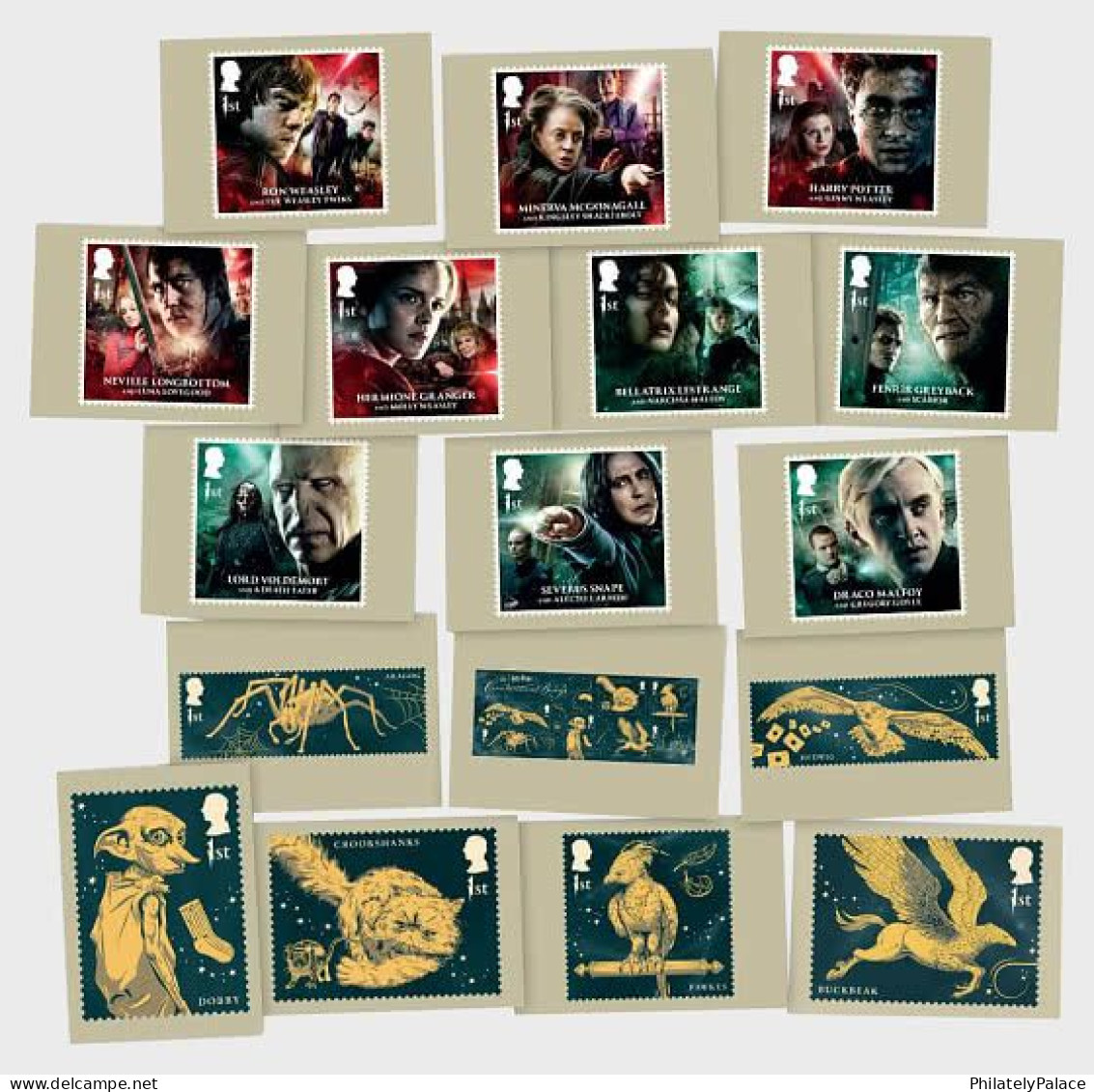 Great Britain GB UK 2023 Harry Potter, Movie,Film,Book, Voldomort, Snape, Dobby, 17 Set Postcards MNH (**) - Sin Clasificación