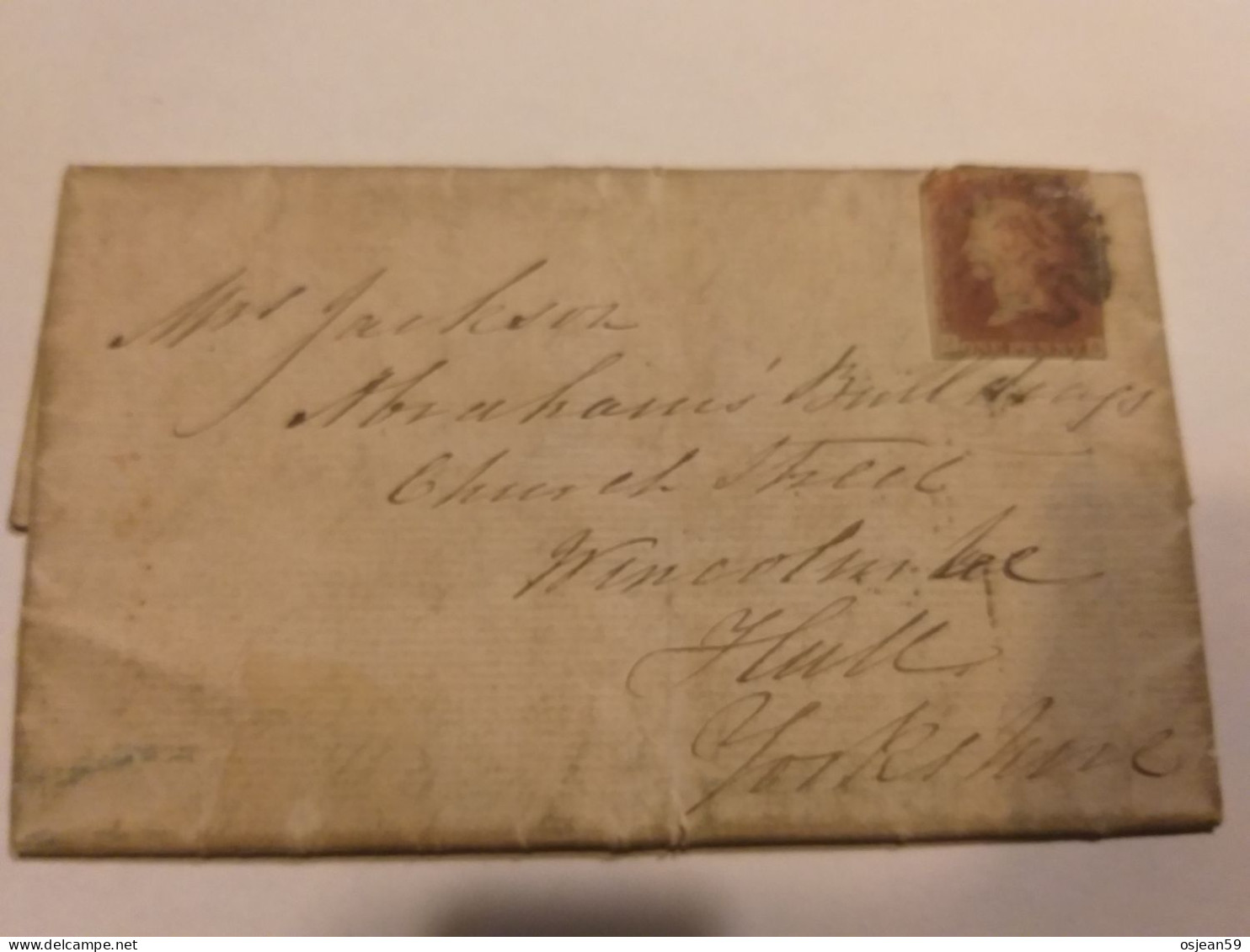 One Penny Rouge Sur Lettre.obl 1841. - Storia Postale