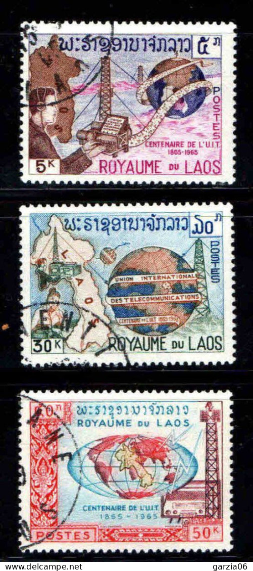 Laos - 1965  -  Télécommunications   -  N° 114 à 116   -  Oblit - Used - Laos