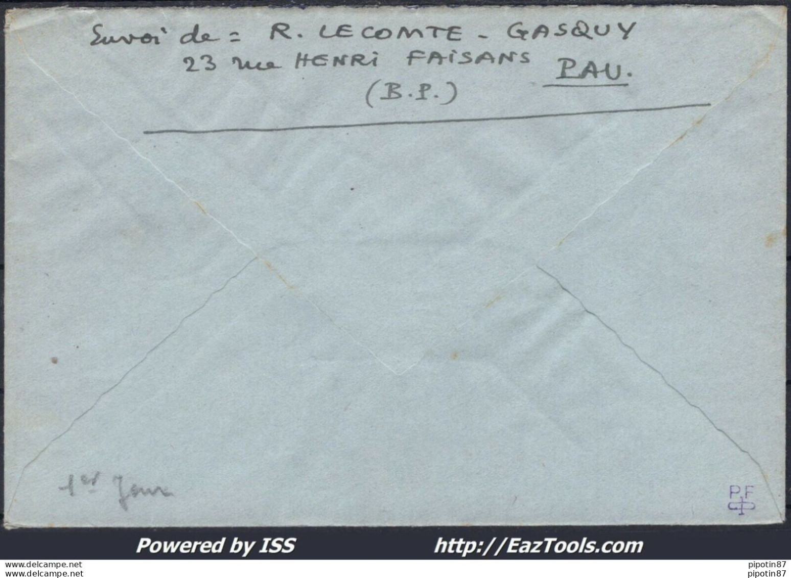 FRANCE N° 377 SEUL SUR LETTRE CAD PAU RP DU 25/03/1938 PREMIER JOUR D'EMISSION - Brieven En Documenten