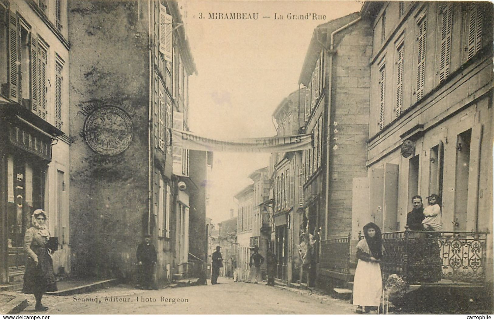 17 - MIRAMBEAU - Grand'Rue - Cachet Hopital Militaire Annexe Au Dos - FM 1916 WW1 - Mirambeau