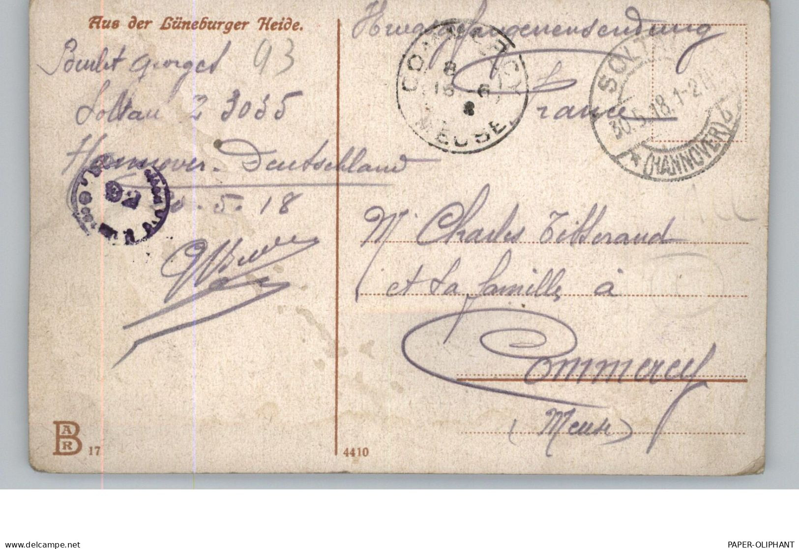 3040 SOLTAU, Partie In Der Lüneburger Heide, Kriegsgefangenenpost 1918 Nach Frankreich - Soltau