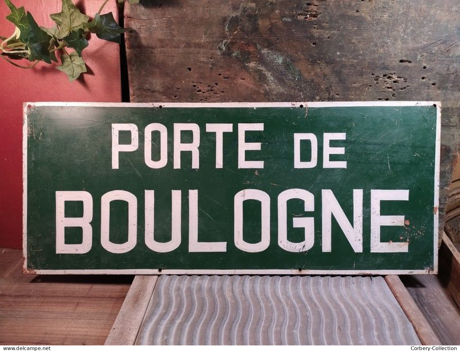 Ancien Panneau Plaque Tôle " Porte De Boulogne ". Plaque De Rue-Plaque De Métro-Paris.Enseignes. - Andere & Zonder Classificatie
