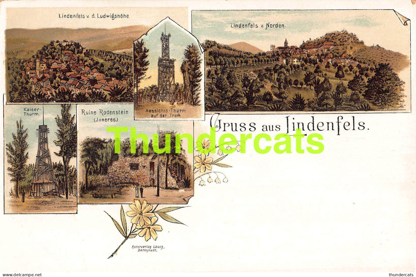 CPA LITHO GRUSS AUS LINDENFELS ( CARTE COUPEE - TRIMMED CARD ! ) - Odenwald