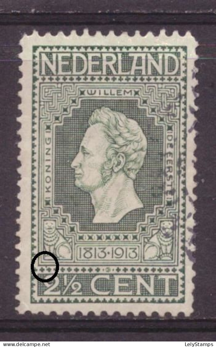 Nederland / Niederlande / Pays Bas NVPH 90 P Plaatfout Plate Error Used (1913) - Variétés Et Curiosités