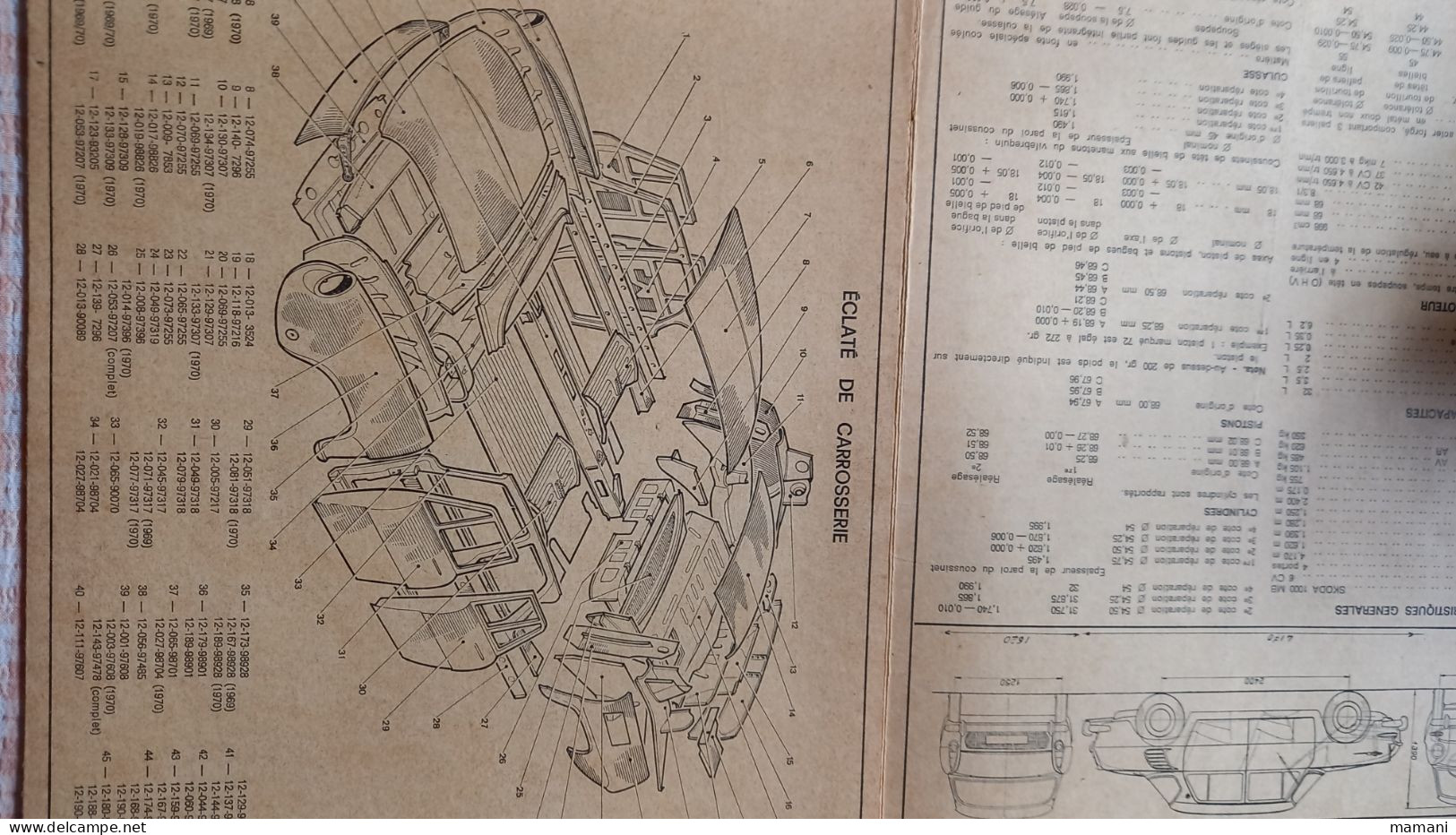 Éclaté  Voiture Skoda 1000 MB - Otros Planes