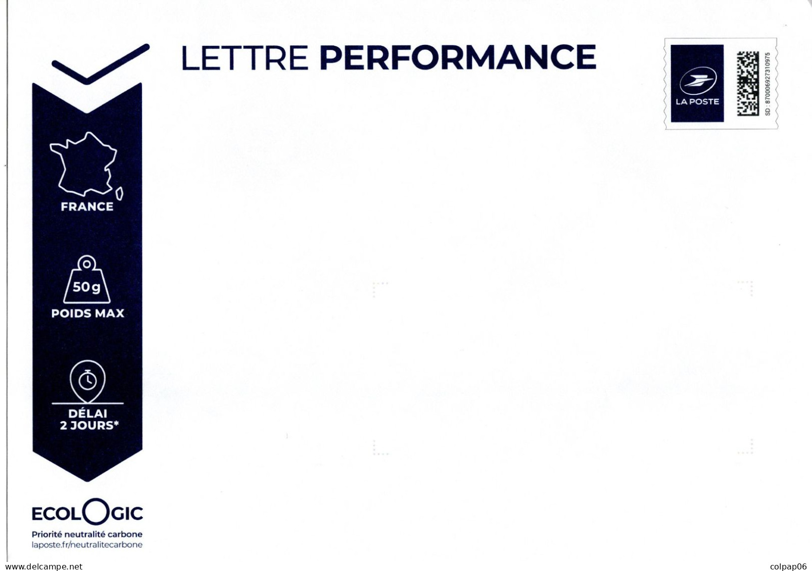 Lettre Performance 50g - Sans Fenetre - Neuve - Format C5 - Vendue Exclusivement En Lot De 100 - PAP: TSC Und Halboffizielle Aufdrucke