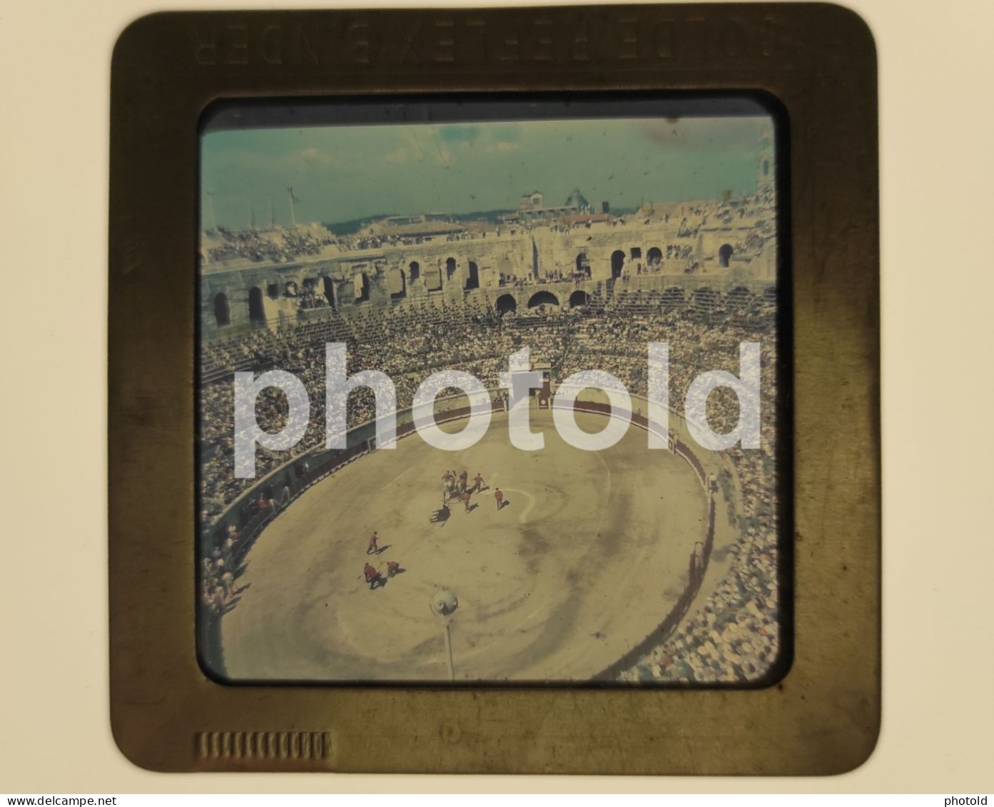 2 LARGE SLIDES SET 50s TOROS CORRIDA NIMES FRANCE LARGE 60mm W GLASS DIAPOSITIVE SLIDE NO PHOTO FOTO - Diapositives