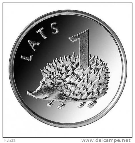 Latvia Lettland 2012 YEAR HEDGEHOG ANIMAL COIN 1 Lats UNC - Latvia