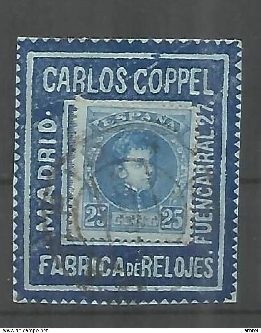 ALFONSO XIII PORTASELLOS PUBLICIDAD CARLOS COPPEL FABRICA DE RELOJES WATCH - Clocks