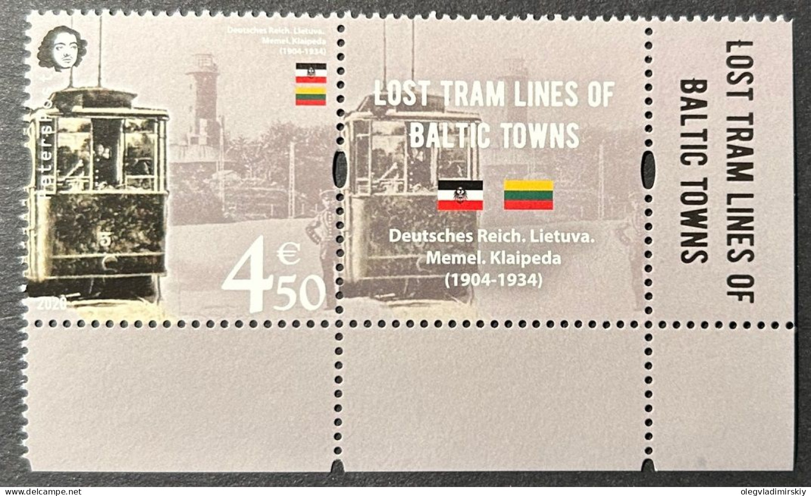 Finland Finnland Finlande 2020 Lost Tram Lines Of Baltic Klaipeda Memel Lighthouse 1904-34 Peterspost Stamp With Label - Tranvie