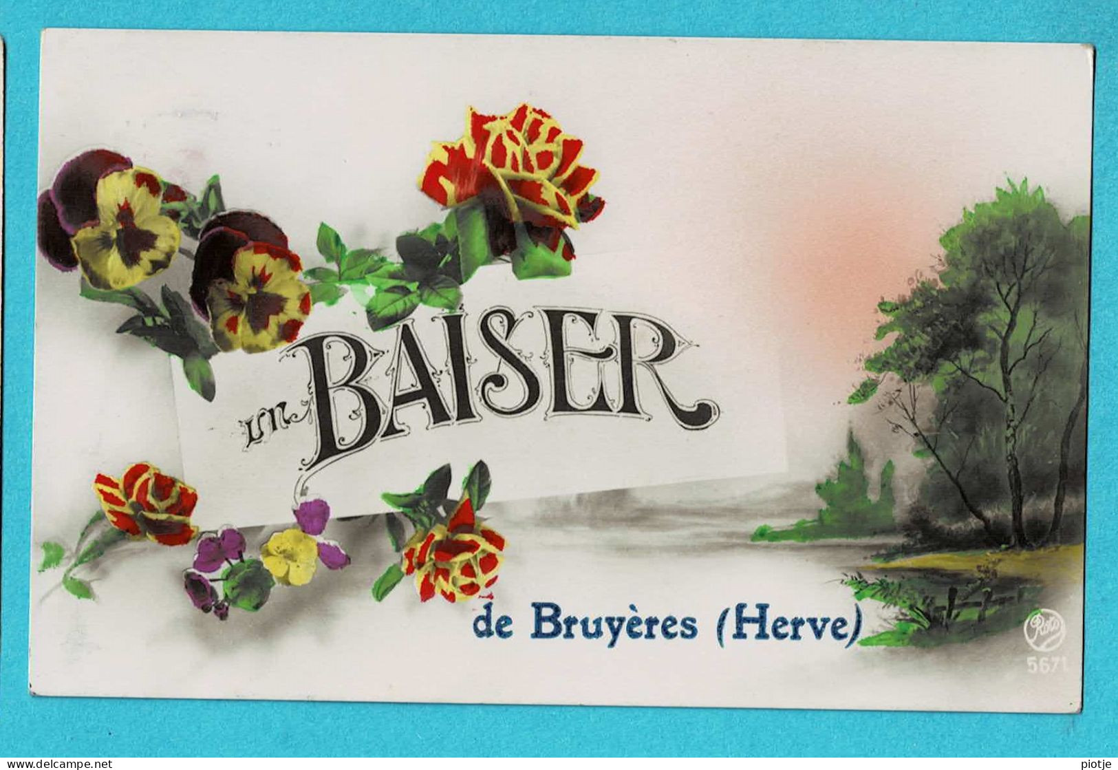 * Bruyères - Herve (Liège - La Wallonie) * (Roto 5671) Un Baiser De Bruyères, Fantaisie, Fleurs, Bonjour De, Roses - Herve