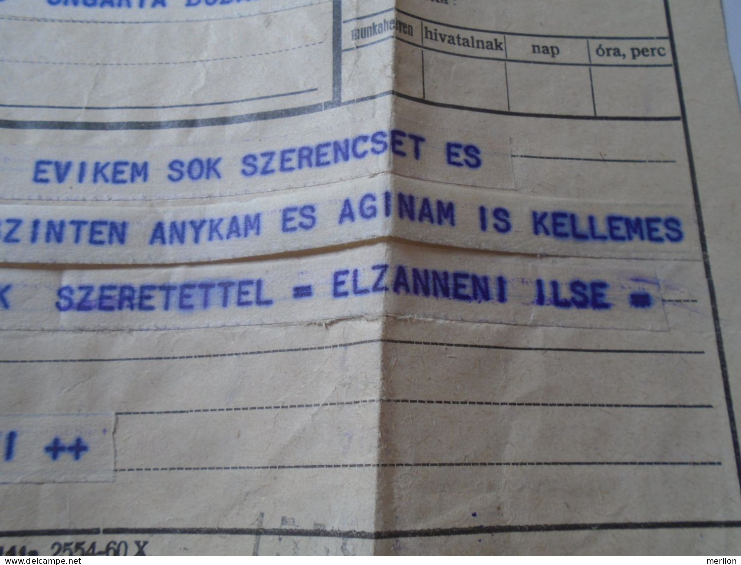 D199203   Hungary  Telegraph Telegram - 1960's   Medias -   - Brenner Budapest - Telegraphenmarken