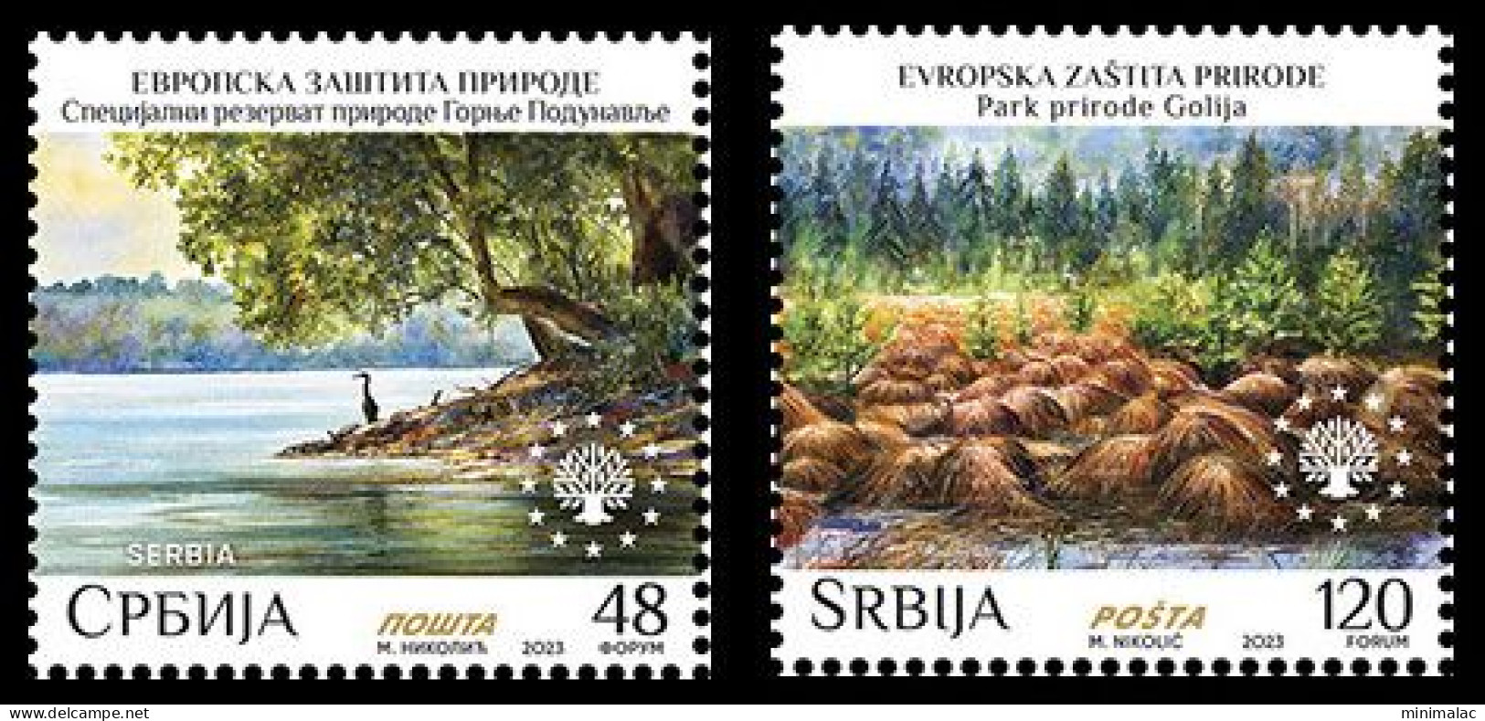 Serbia 2023 Europa Nature Protection Donau River Birds Heron Trees National Park Golija, MNH - Protection De L'environnement & Climat