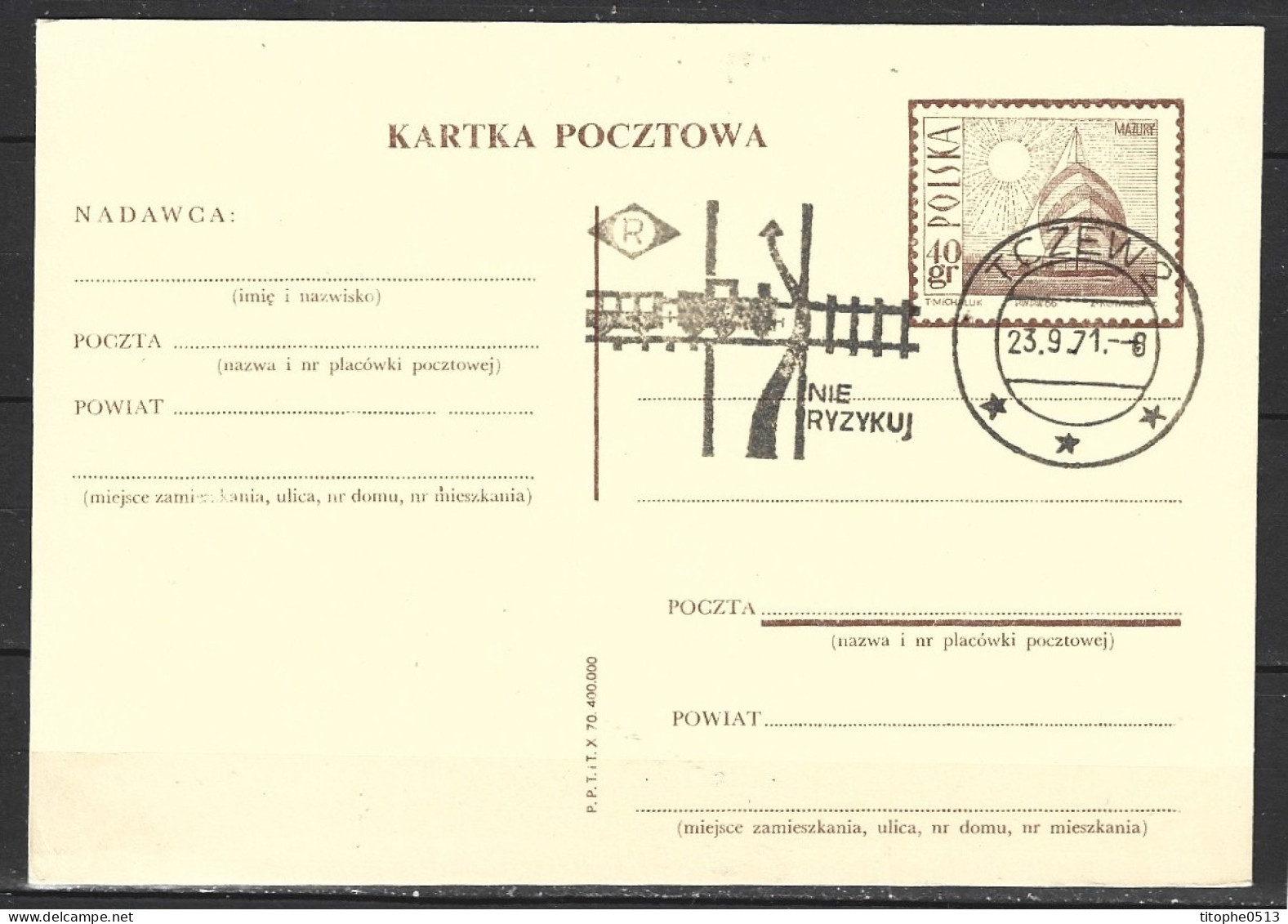 POLOGNE. Carte Commémorative De 1971. Attention Au Train. - Accidents & Sécurité Routière