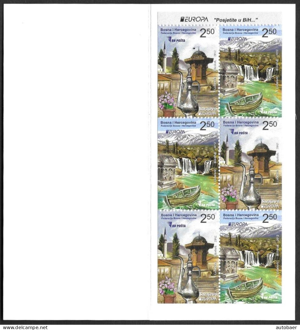 Bosna Bosnia Bosnien (Sarajevo) 2012 Europa Cept Michel 589-90 MH Booklet Carnet MNH ** Postfrisch Neuf - 2012