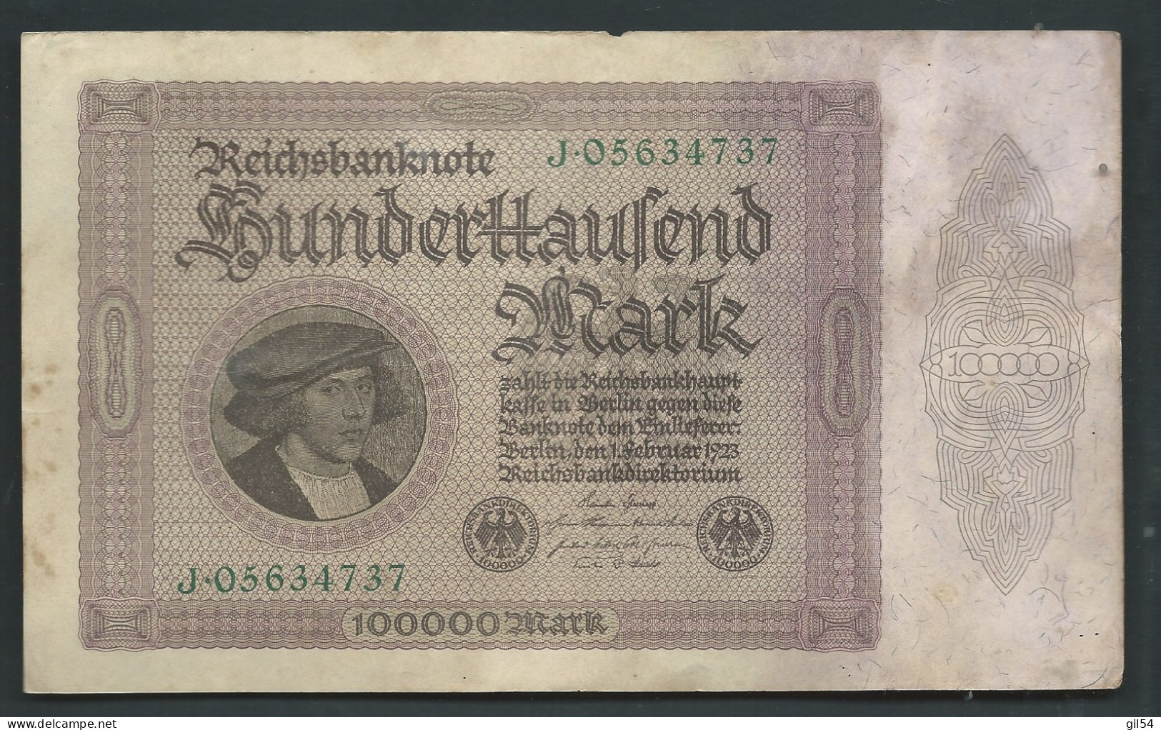Allemagne100000 Mark 1.2.1923 - J.05634737  - Laura 12504 - 100000 Mark