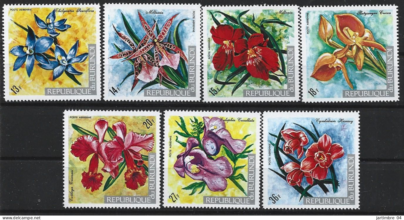 1972 BURUNDI  PA 255-61** Fleurs, Orchidées - Posta Aerea