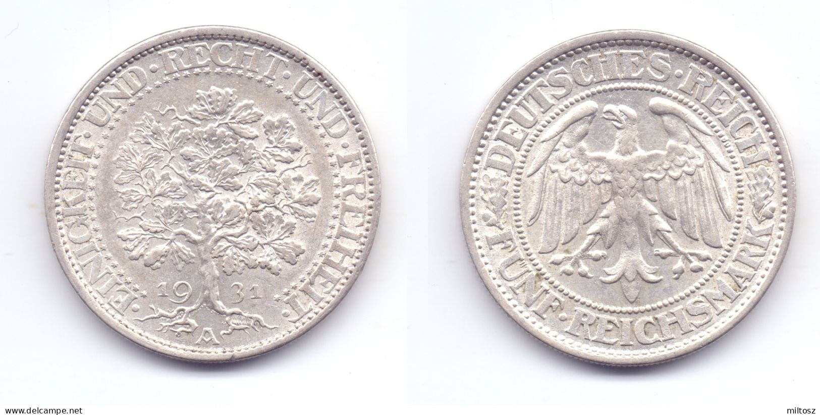 Germany 5 Reichsmark 1931 A - 5 Reichsmark