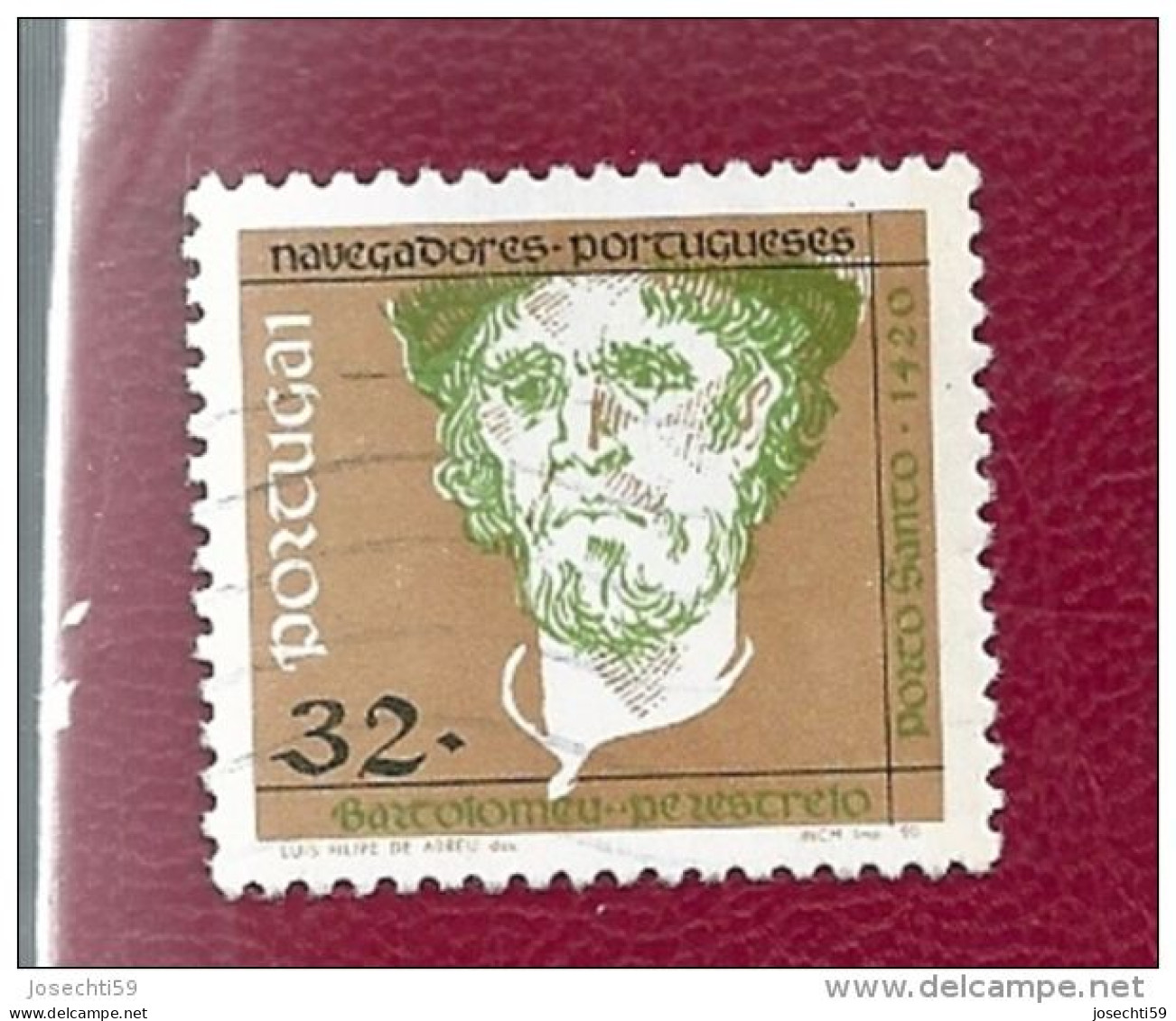 N° 1796 Navigateurs Portugais Bartolomeu Perestrelo (Porto Santo) Timbre   Portugal 1990 - Oblitérés