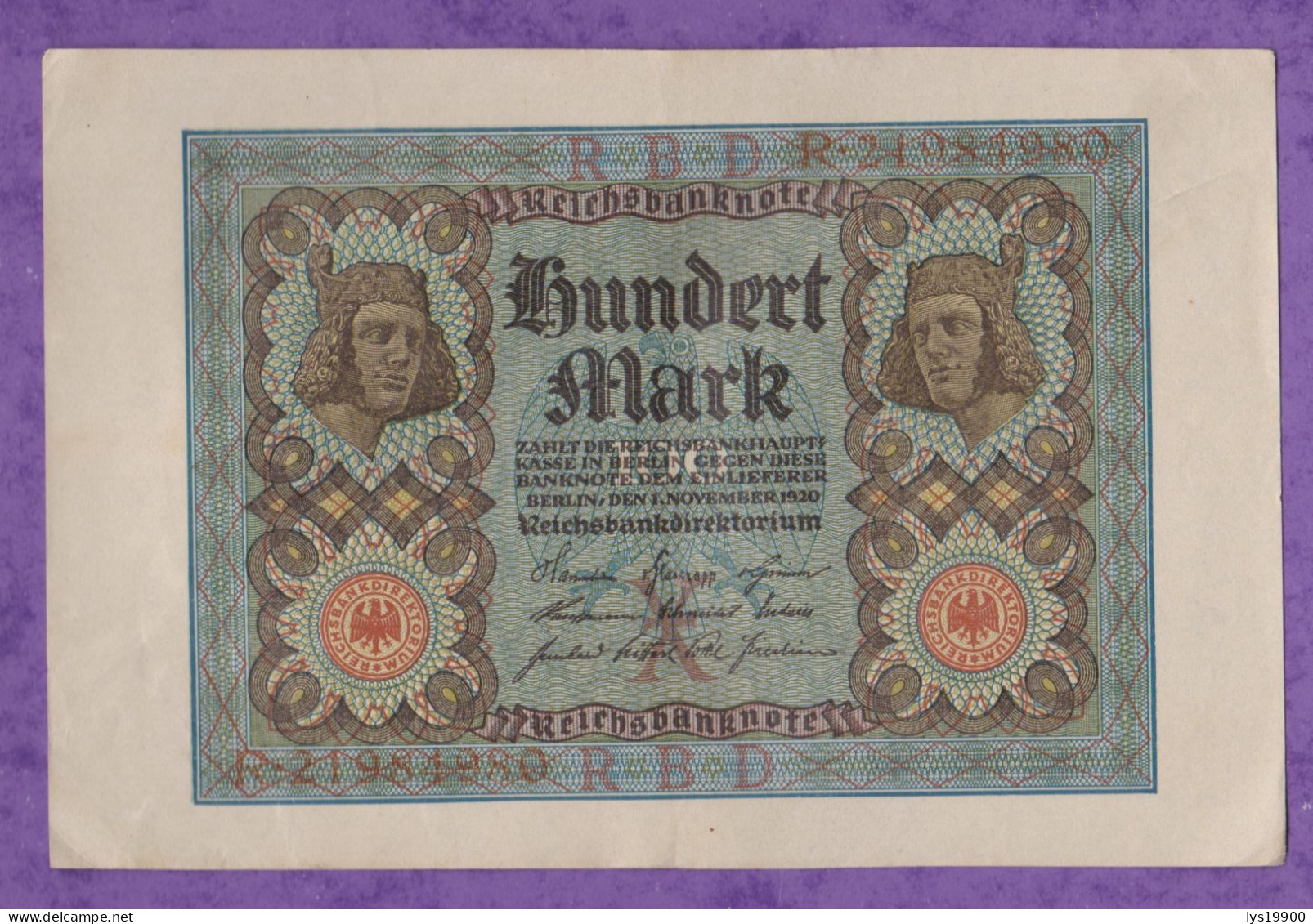 100 Mark 1920 Allemagne - 100 Mark