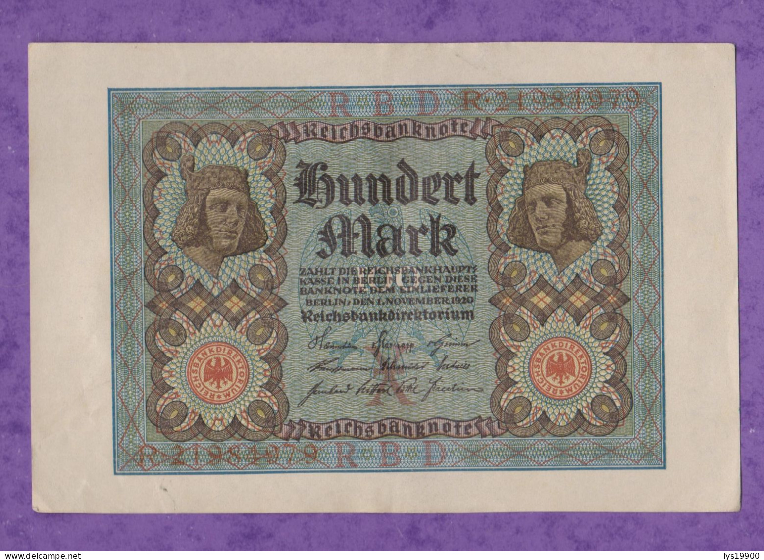 100 Mark 1920 Allemagne - 100 Mark