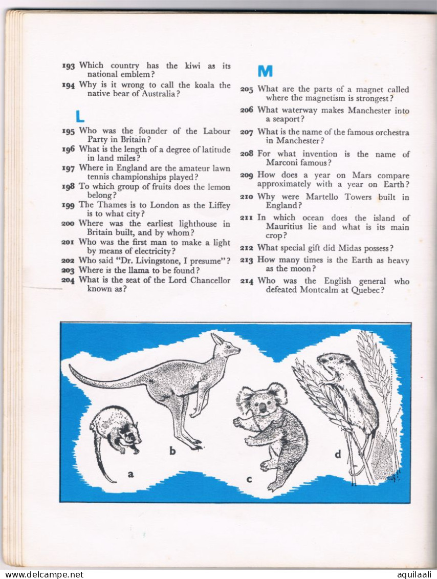 General Knowledge Quiz. 1963 Encyclopedia Britannica Ltd.