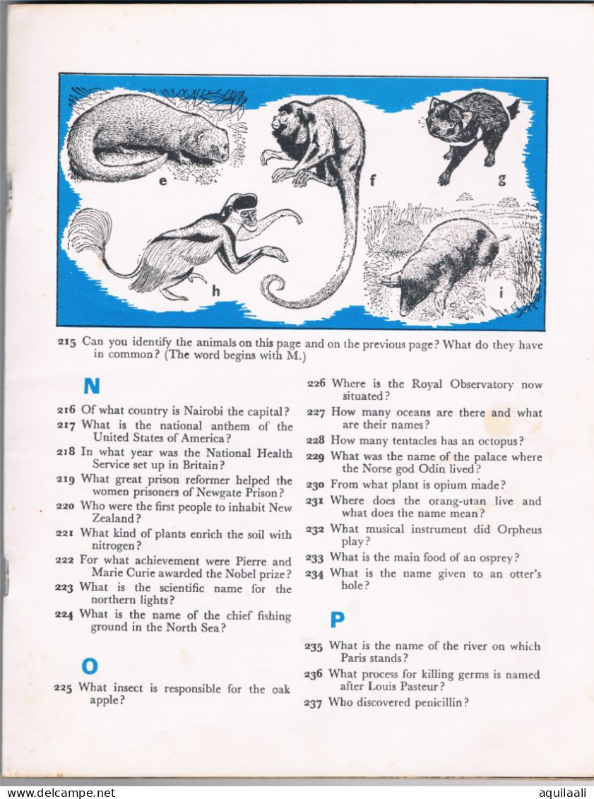 General Knowledge Quiz. 1963 Encyclopedia Britannica Ltd.