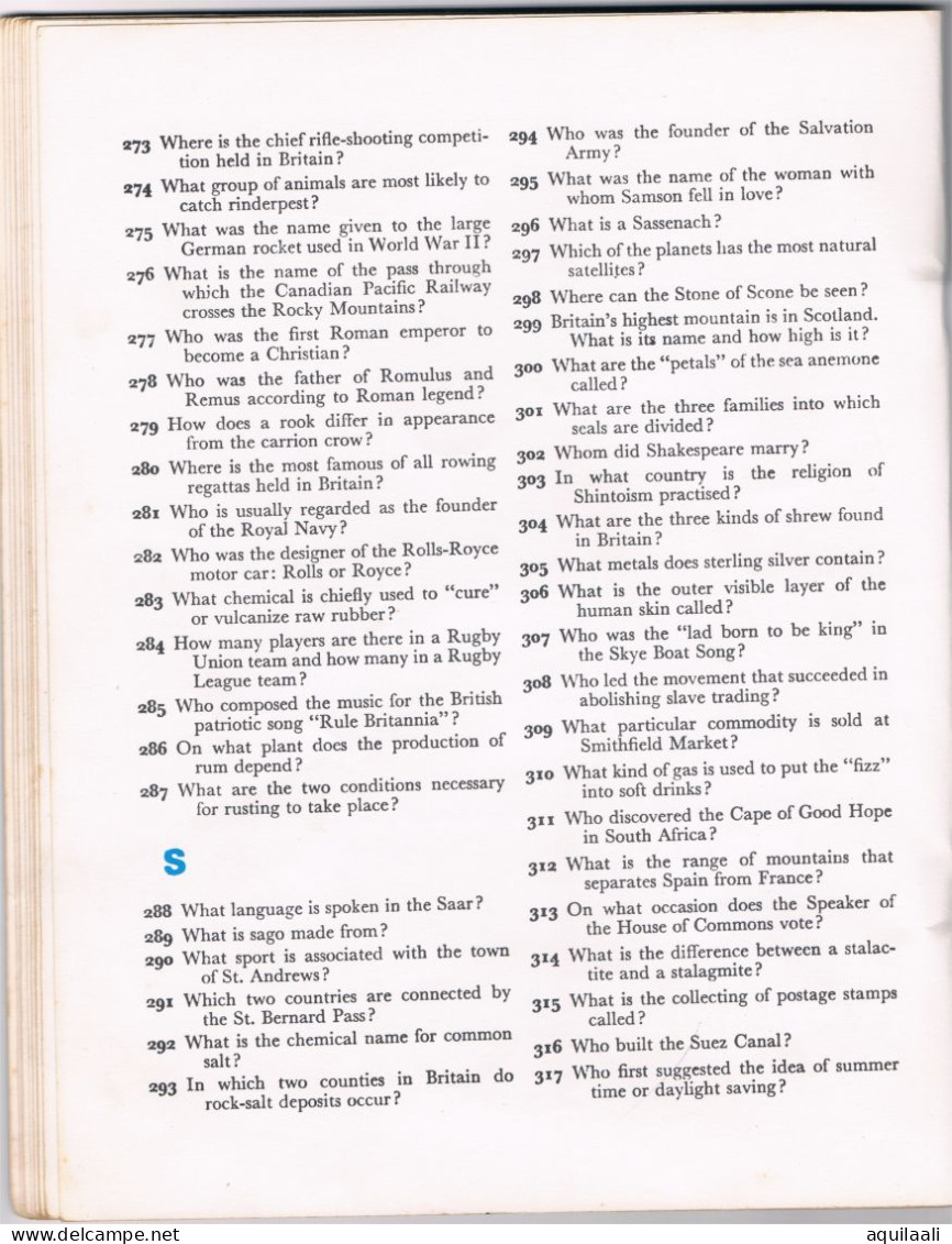 General Knowledge Quiz. 1963 Encyclopedia Britannica Ltd.