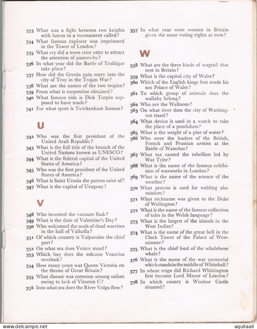 General Knowledge Quiz. 1963 Encyclopedia Britannica Ltd.