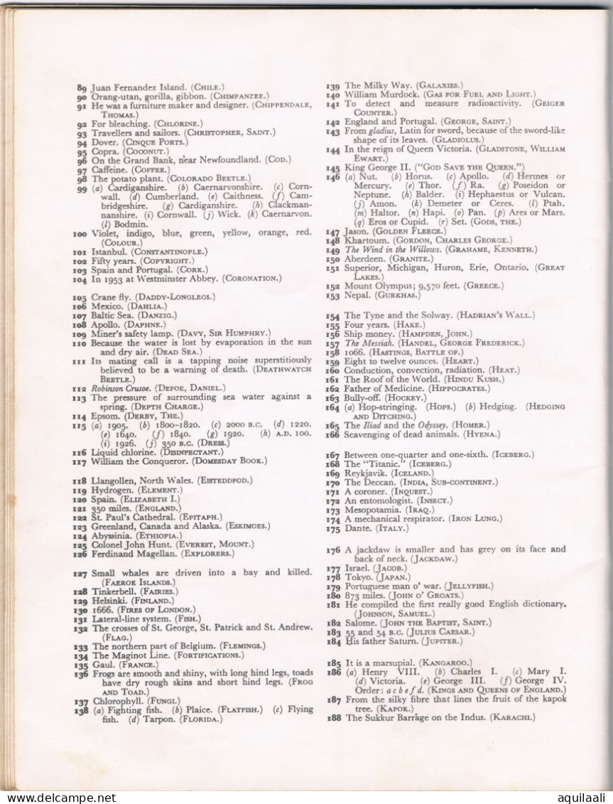 General Knowledge Quiz. 1963 Encyclopedia Britannica Ltd.