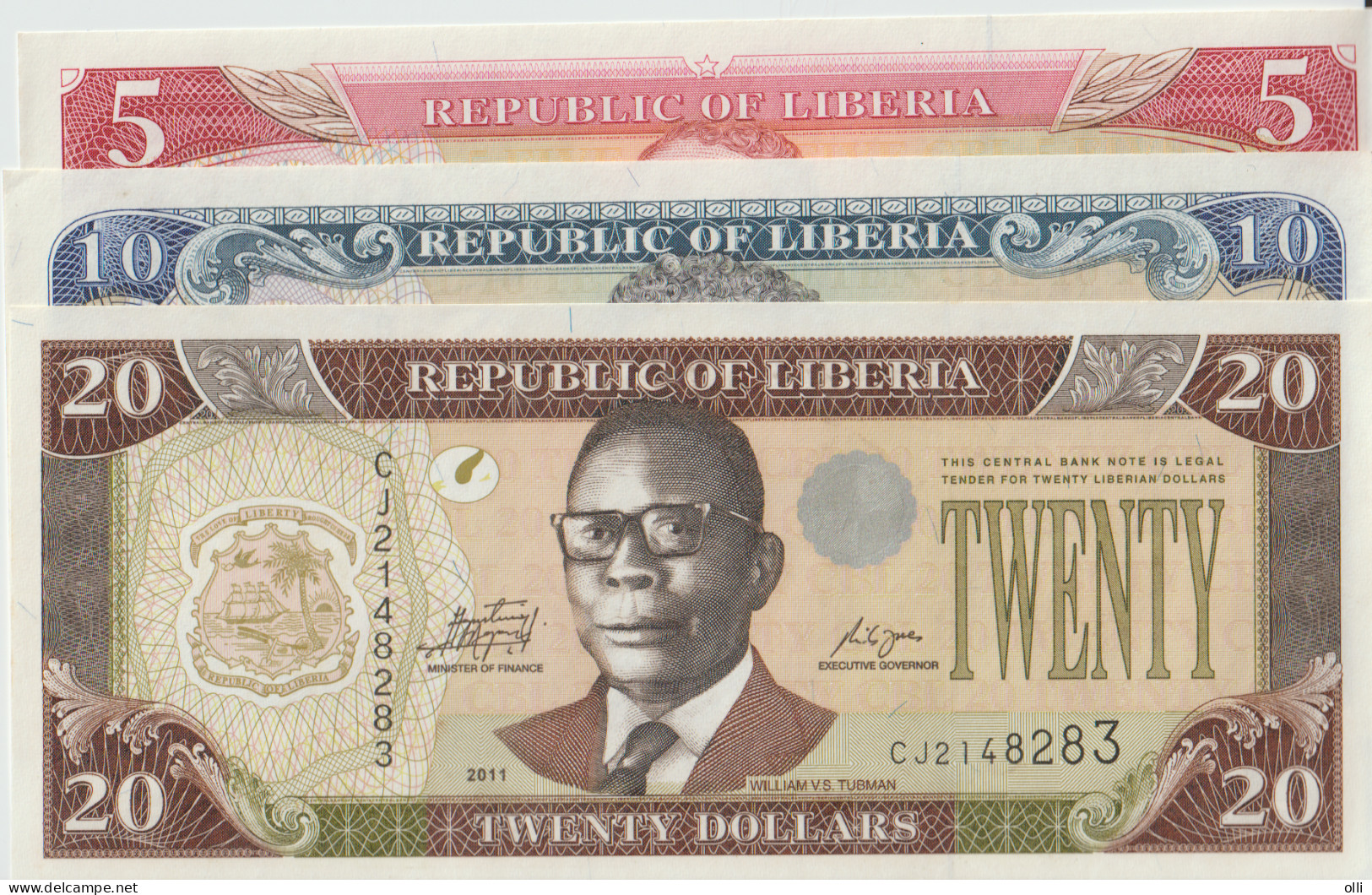 SET Of 5,10,20dollars 2011 Unc - Liberia
