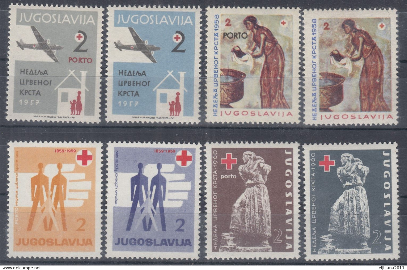 Action !! SALE !! 50 % OFF !! ⁕ Yugoslavia 1957 - 1960 ⁕ Postage Due & Red Cross ⁕ 8v MNH - Beneficenza