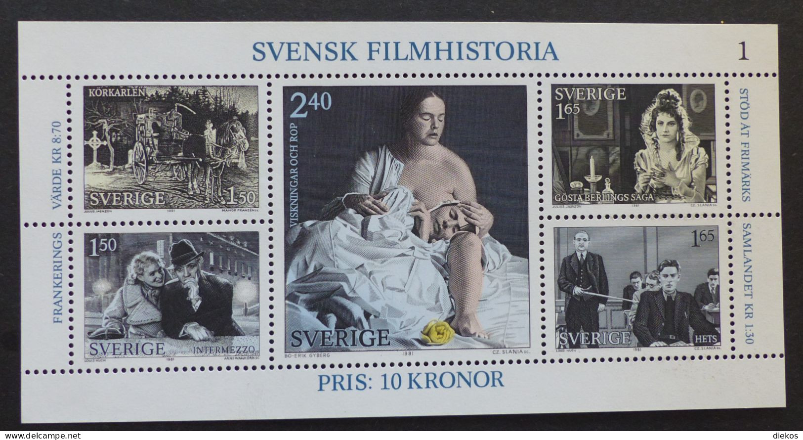 Sverige  1980  MI. B 9 1168 -72  Film And Cinema  Postfrisch MNH ** #6126 - Blocks & Sheetlets