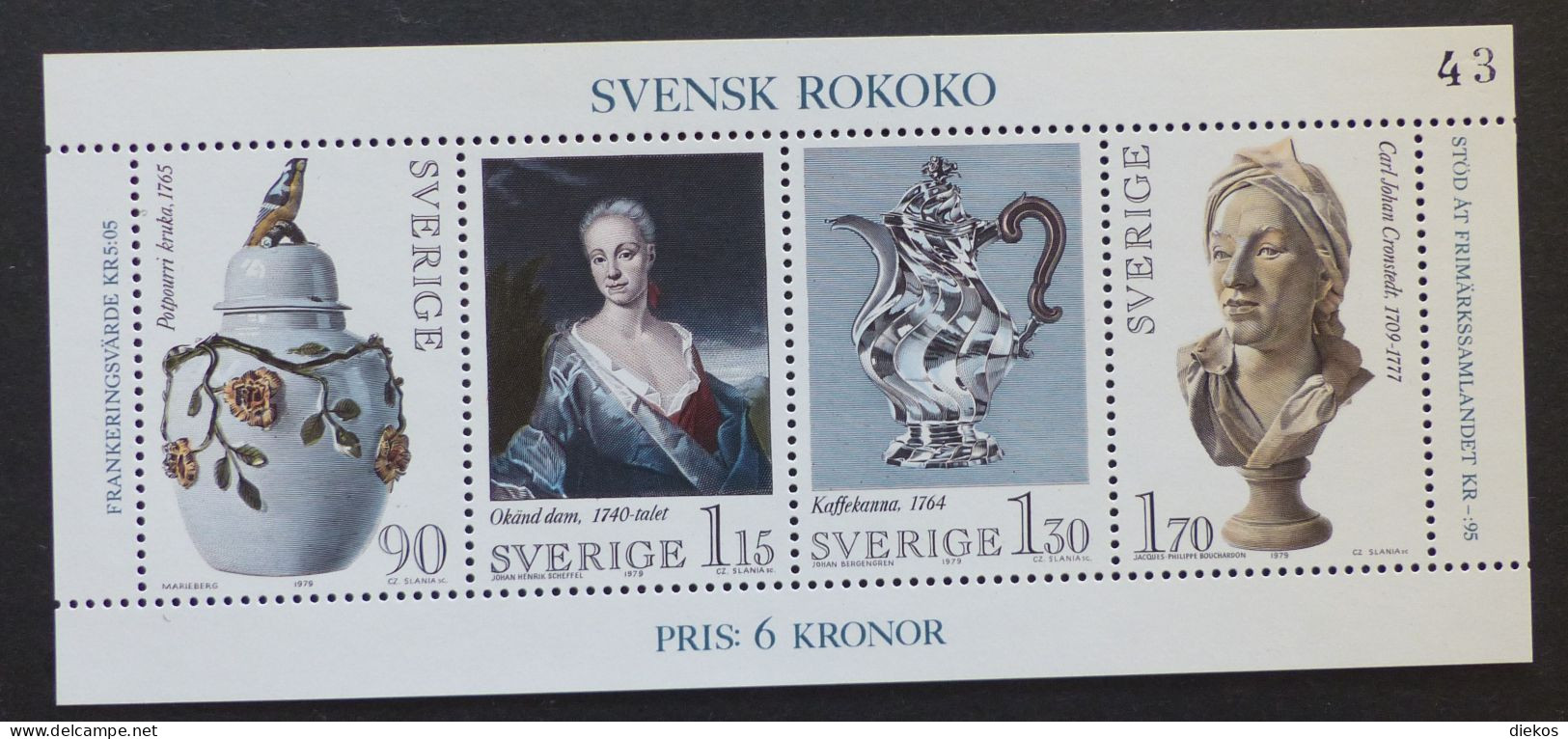 Sverige  1980  MI. B 7 1078 -81  Rokoko  Postfrisch MNH ** #6127 - Blokken & Velletjes