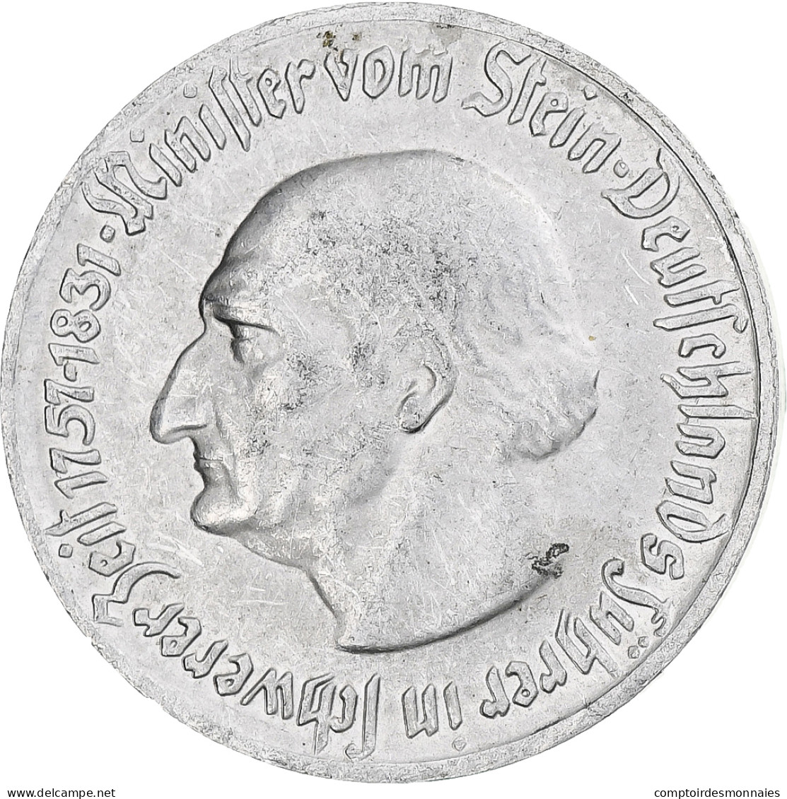 Allemagne, Westfalen, Freiherr Vom Stein, Mark, 1921, Menden, TTB+, Aluminium - 5 Reichsmark