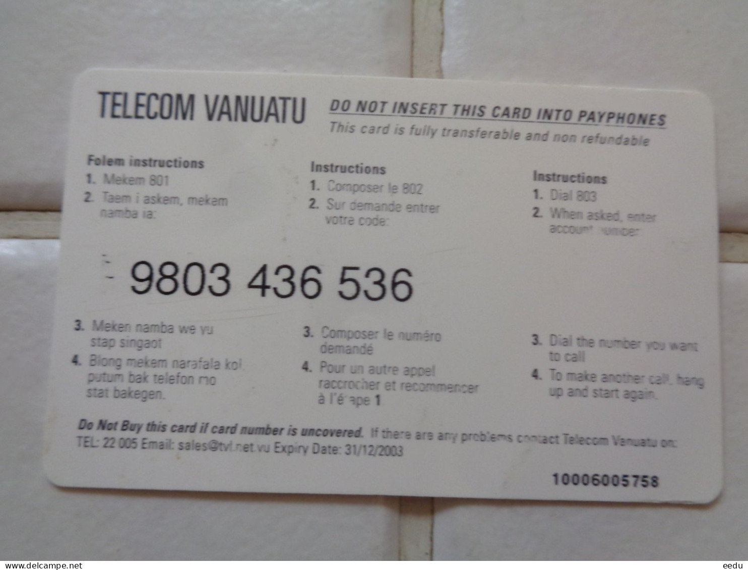 Vanuatu Phonecard - Vanuatu