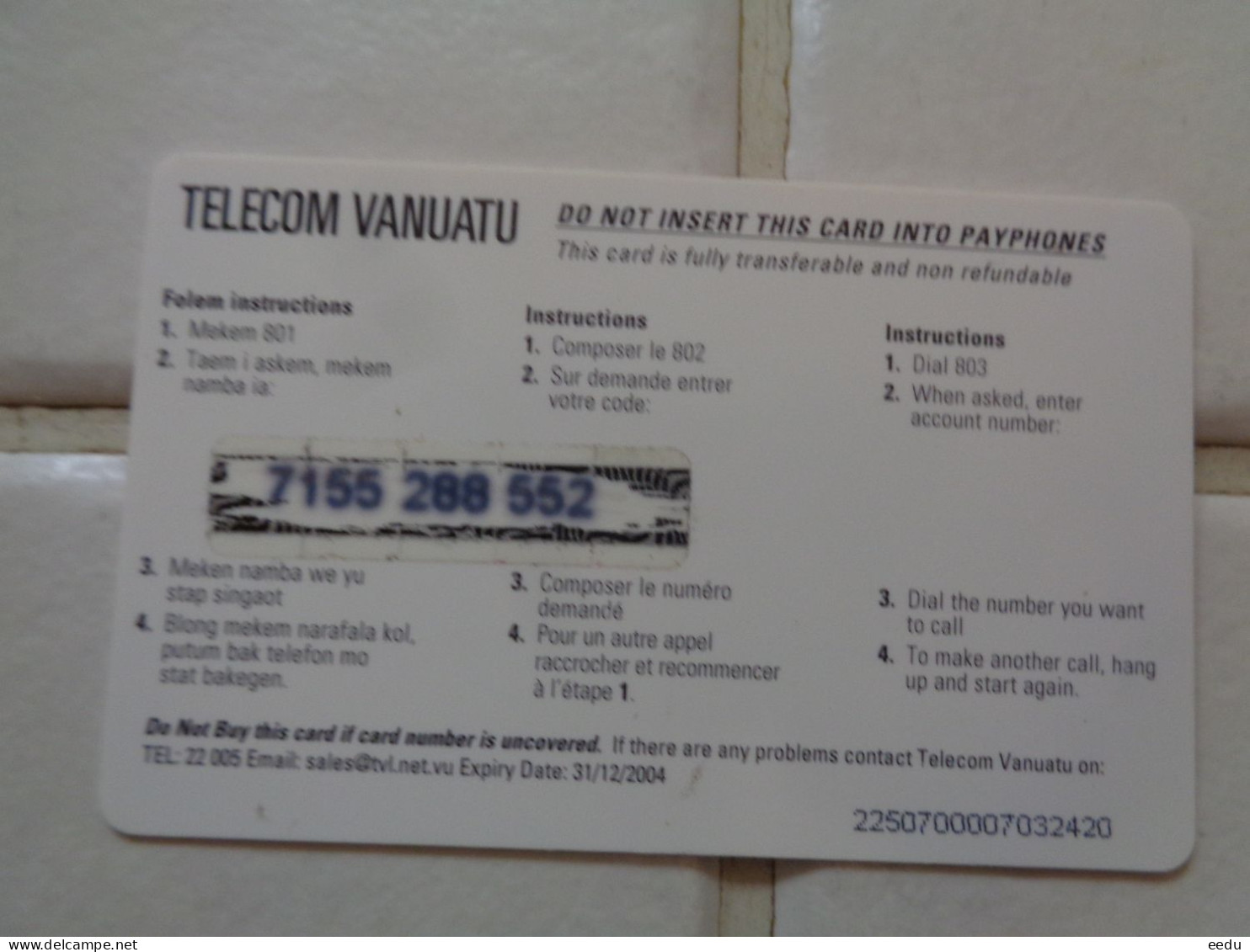 Vanuatu Phonecard - Vanuatu